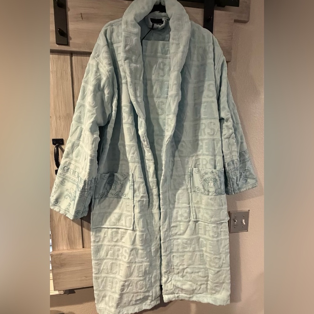 Versace Aqua Blue Embossed Robe